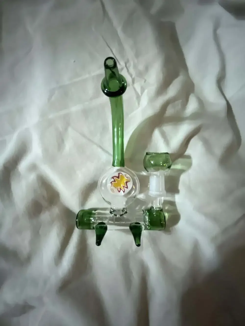 Green and Clear Glass Water Piece
